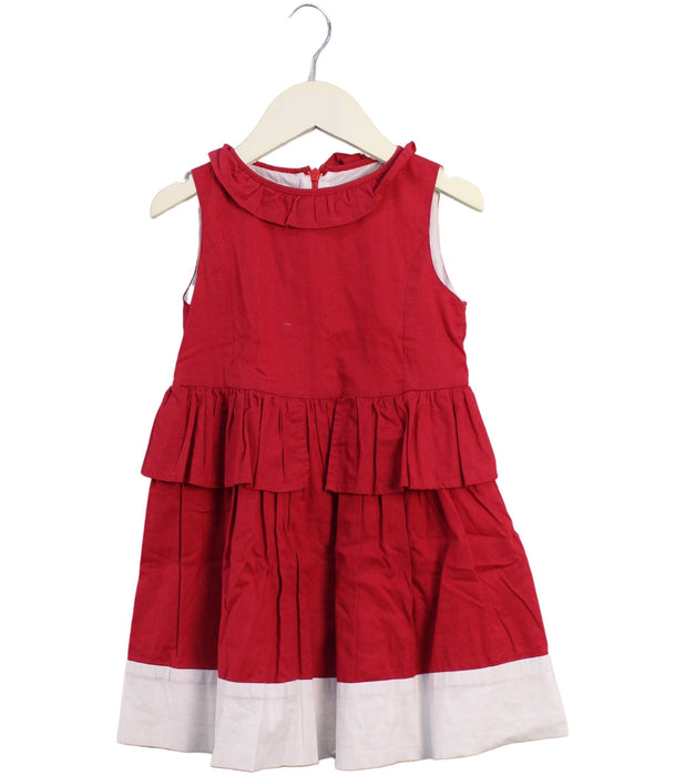 A Red Sleeveless Dresses from Gusella in size 3T for girl. (Front View)