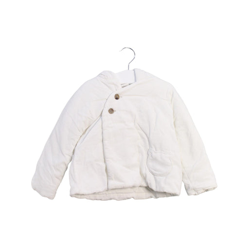 A White Puffer/Quilted Jackets from Seed in size 12-18M for girl. (Front View)
