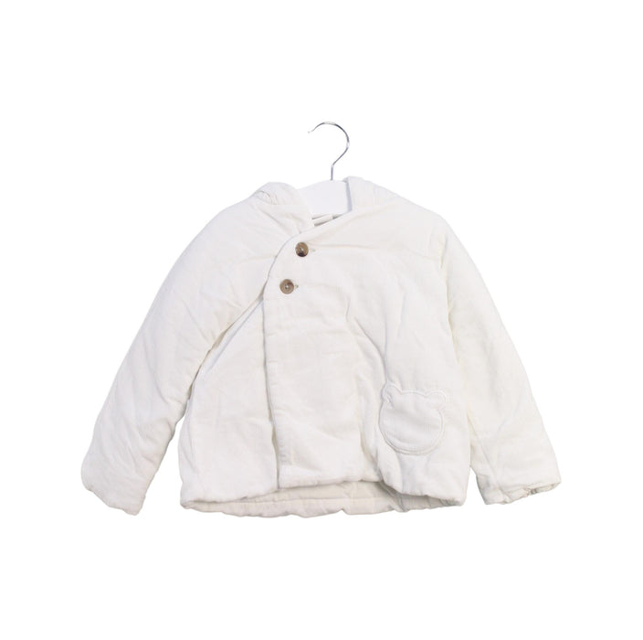 A White Puffer/Quilted Jackets from Seed in size 12-18M for girl. (Front View)