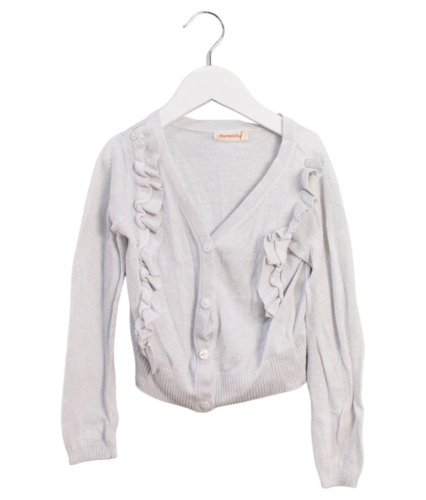 A Silver Cardigans from Momonittu in size 6T for girl. (Front View)