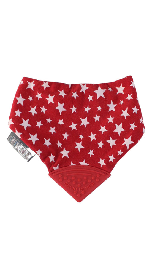 A Red Bibs from Cheeky Chompers in size O/S for neutral. (Front View)