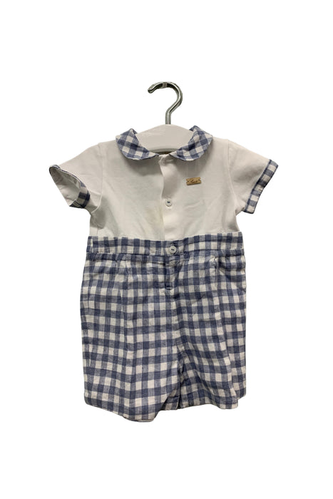A White Short Sleeve Rompers from Purete du... Bebe in size 3-6M for boy. (Front View)