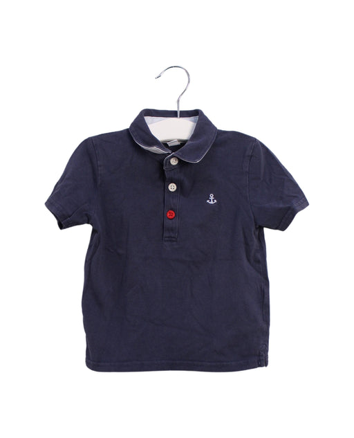 A Navy Short Sleeve Polos from The Little White Company in size 18-24M for boy. (Front View)