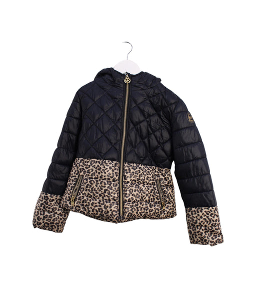 A Black Puffer/Quilted Jackets from Michael Kors in size 5T for girl. (Front View)