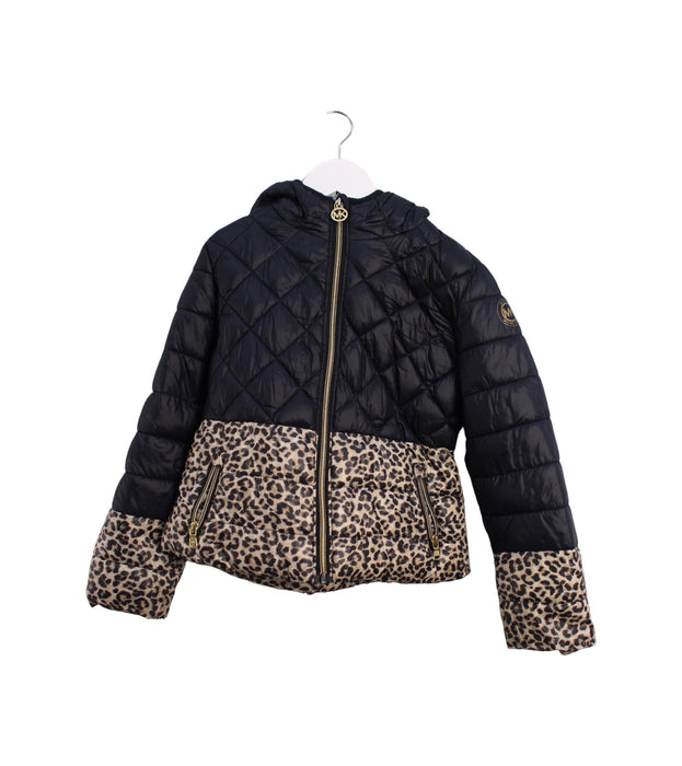A Black Puffer/Quilted Jackets from Michael Kors in size 5T for girl. (Front View)