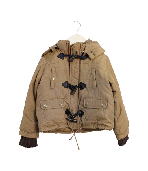A Brown Puffer/Quilted Jackets from Ralph Lauren in size 4T for boy. (Front View)