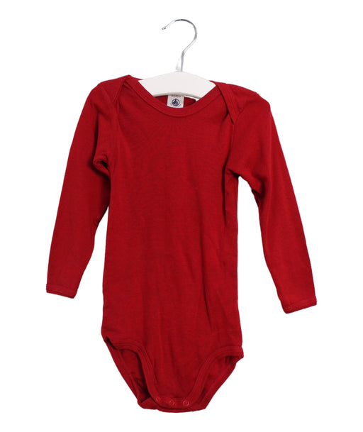A Red Long Sleeve Bodysuits from Petit Bateau in size 18-24M for neutral. (Front View)