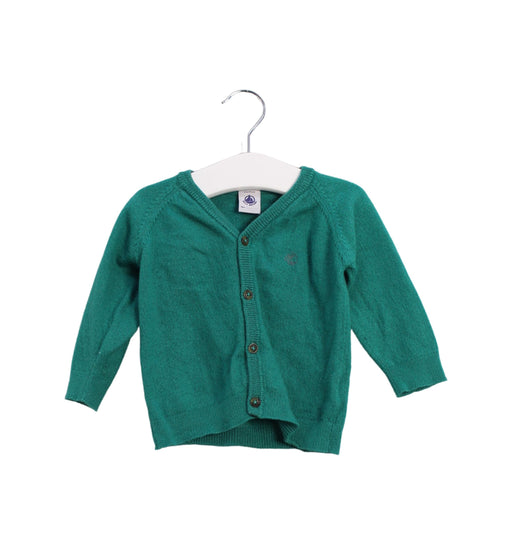 A Teal Cardigans from Petit Bateau in size 6-12M for girl. (Front View)