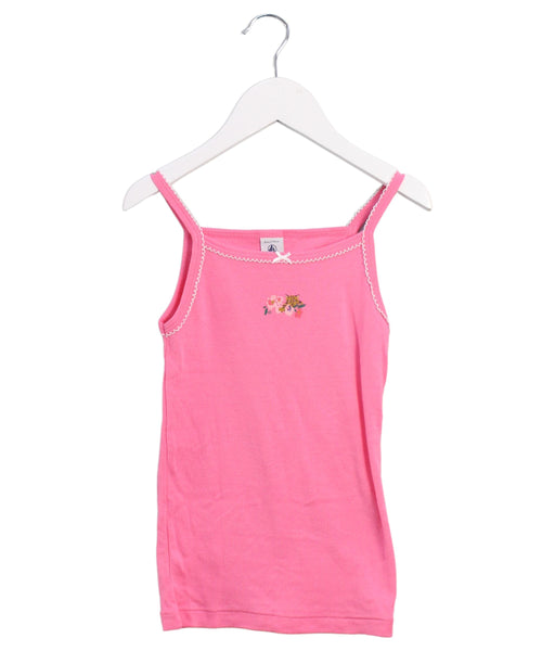 A Pink Sleeveless Tops from Petit Bateau in size 6T for girl. (Front View)