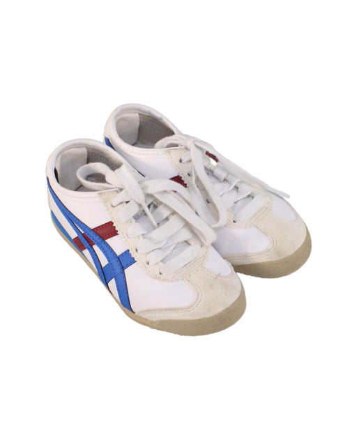 A White Sneakers from Onitsuka Tiger in size 4T for boy. (Front View)