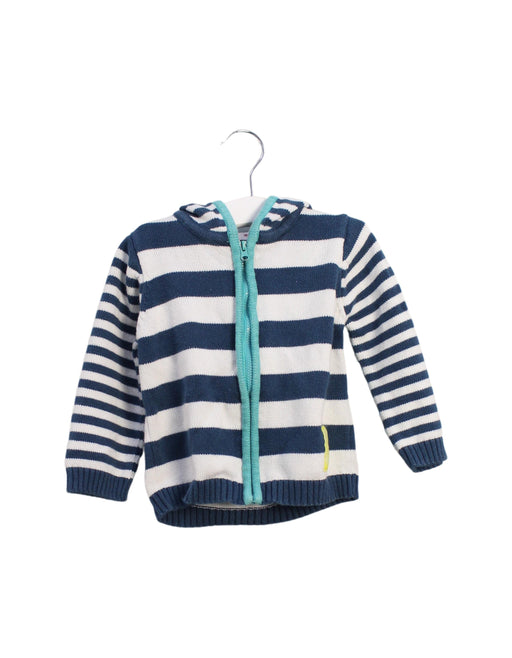 A Blue Zippered Sweatshirts from DPAM in size 12-18M for boy. (Front View)