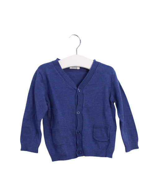 A Blue Cardigans from Bout'Chou in size 12-18M for boy. (Front View)