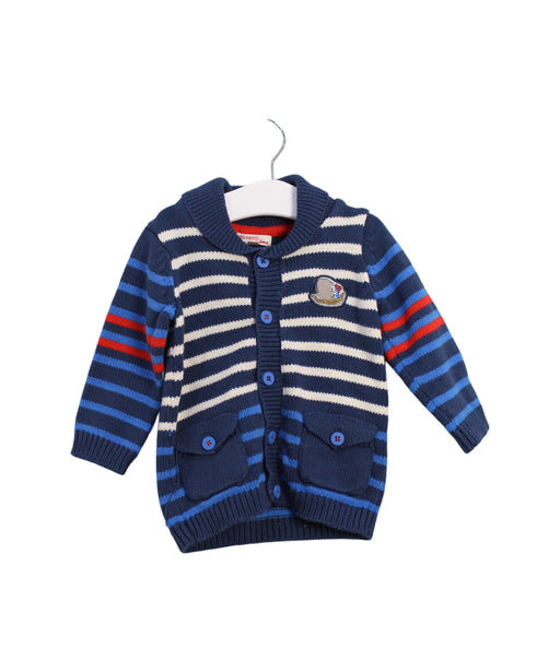 A Blue Cardigans from DPAM in size 12-18M for boy. (Front View)