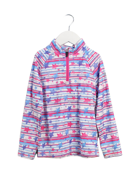 A Pink Zippered Sweatshirts from Spyder in size 5T for girl. (Front View)