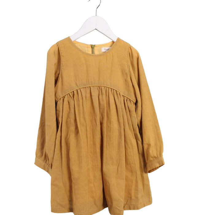 A Yellow Long Sleeve Dresses from Iluff in size 11Y for girl. (Front View)