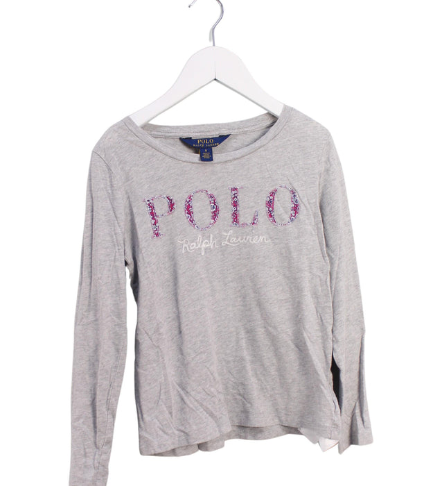 A Grey Long Sleeve Tops from Polo Ralph Lauren in size 6T for girl. (Front View)