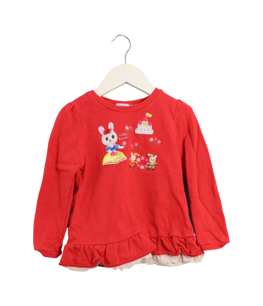 A Red Crewneck Sweatshirts from Miki House in size 2T for girl. (Front View)