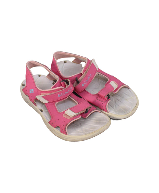 A Pink Sandals from Columbia in size 7Y for girl. (Front View)