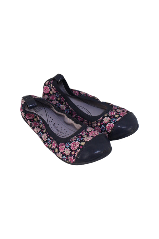A Navy Flats from pediped in size 6T for girl. (Front View)