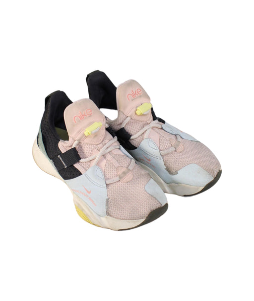 A Pink Sneakers from Nike in size 11Y for girl. (Front View)