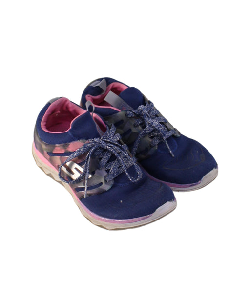 A Navy Sneakers from Skechers in size 7Y for girl. (Front View)