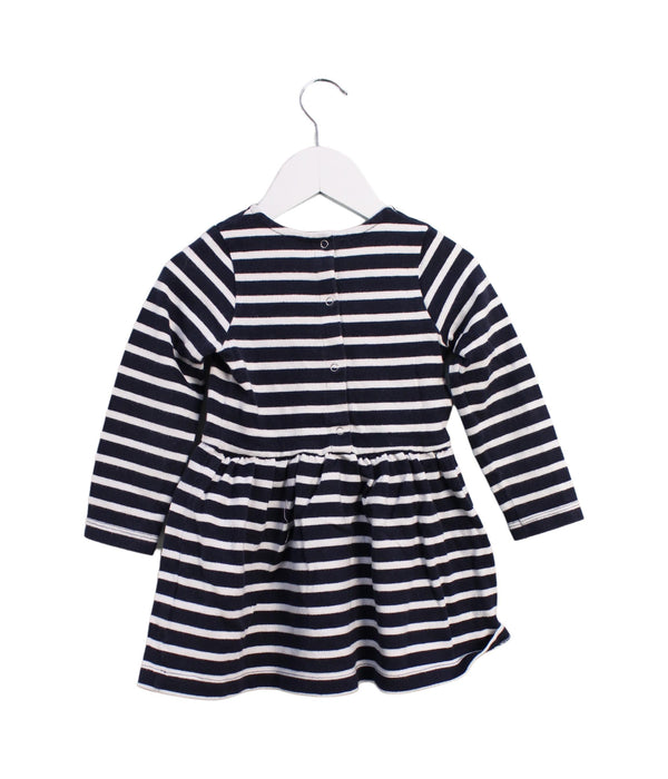 A Navy Long Sleeve Dresses from Petit Bateau in size 3T for girl. (Back View)