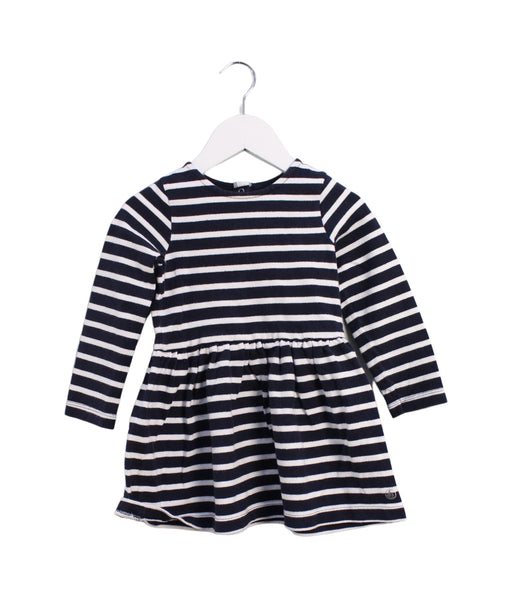 A Navy Long Sleeve Dresses from Petit Bateau in size 3T for girl. (Front View)