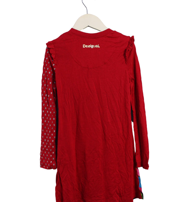 A Red Long Sleeve Dresses from Desigual in size 7Y for girl. (Back View)