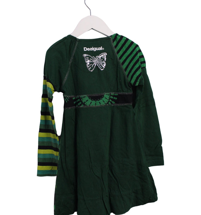 A Green Long Sleeve Dresses from Desigual in size 5T for girl. (Back View)