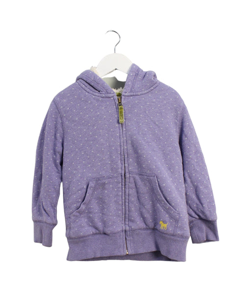 A Purple Zippered Sweatshirts from Boden in size 5T for girl. (Front View)