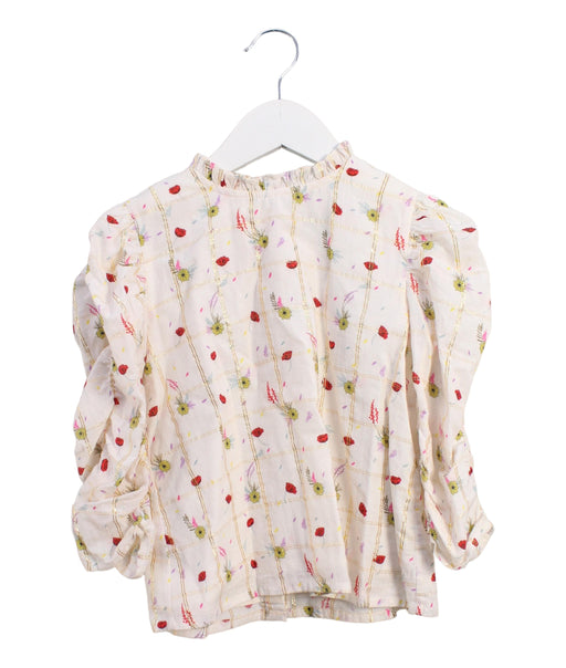 A White Long Sleeve Tops from Velveteen in size 6T for girl. (Front View)
