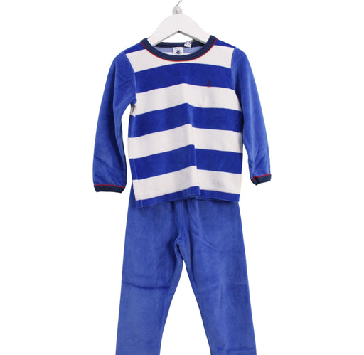 A Blue Pyjama Sets from Petit Bateau in size 3T for boy. (Front View)