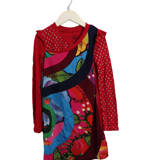 A Red Long Sleeve Dresses from Desigual in size 7Y for girl. (Front View)