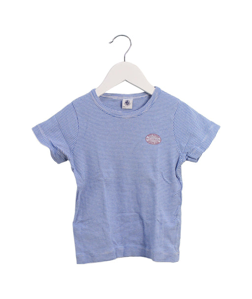 A Blue Short Sleeve T Shirts from Petit Bateau in size 4T for boy. (Front View)