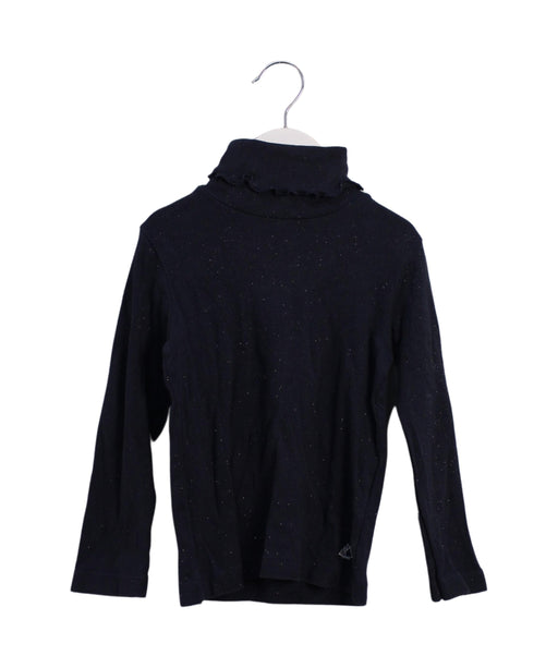 A Navy Long Sleeve Tops from Petit Bateau in size 4T for girl. (Front View)
