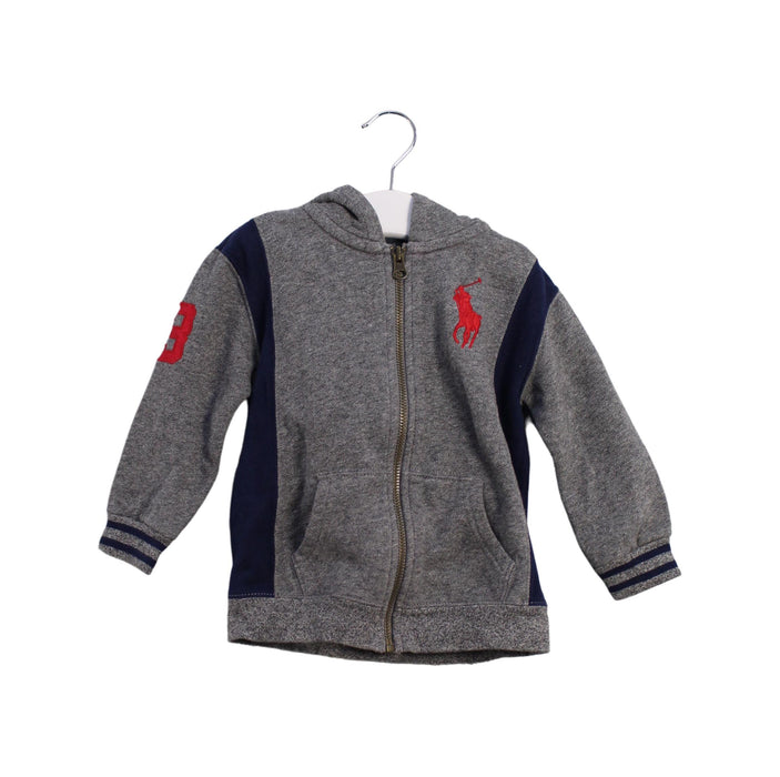 A Grey Zippered Sweatshirts from Polo Ralph Lauren in size 12-18M for boy. (Front View)