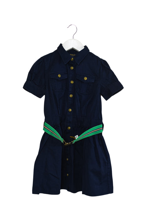 A Navy Short Sleeve Dresses from Polo Ralph Lauren in size 5T for girl. (Front View)
