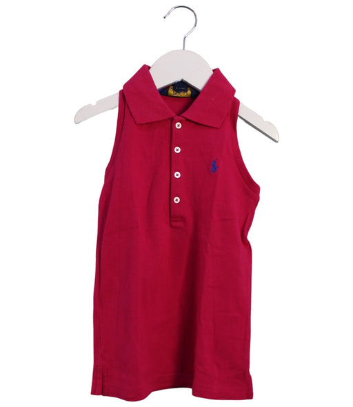 A Pink Sleeveless Polos from Polo Ralph Lauren in size 6T for girl. (Front View)