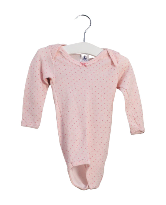 A Pink Long Sleeve Bodysuits from Petit Bateau in size 12-18M for girl. (Front View)