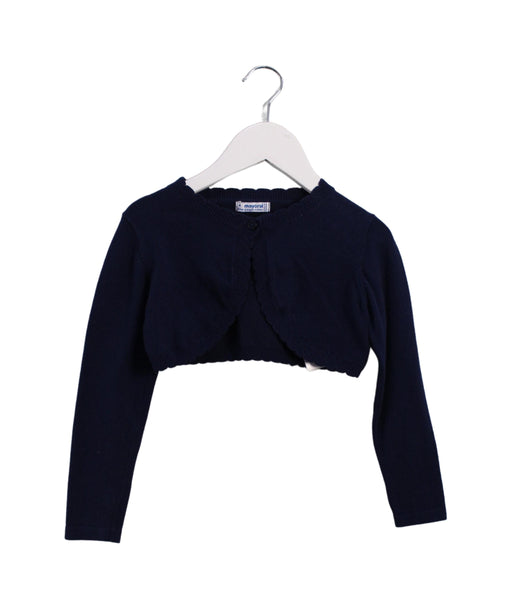 A Navy Cardigans from Mayoral in size 4T for girl. (Front View)