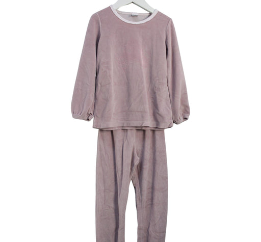 A Pink Pyjama Sets from Petit Bateau in size 6T for girl. (Front View)