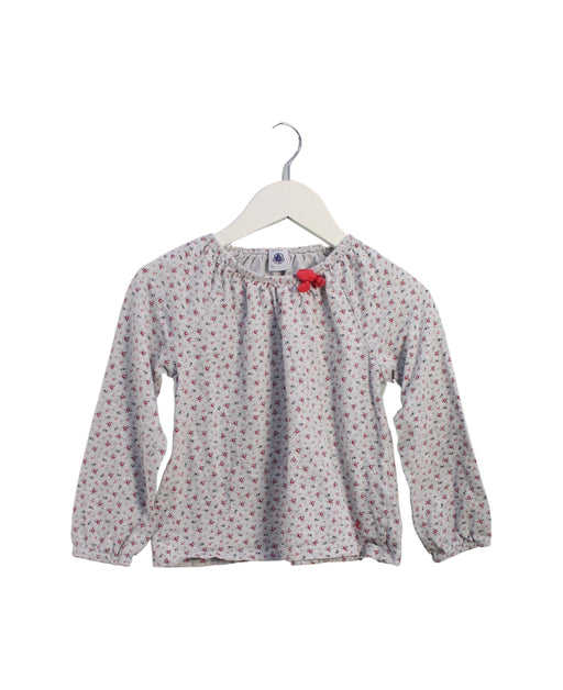 A Grey Long Sleeve Tops from Petit Bateau in size 6T for girl. (Front View)