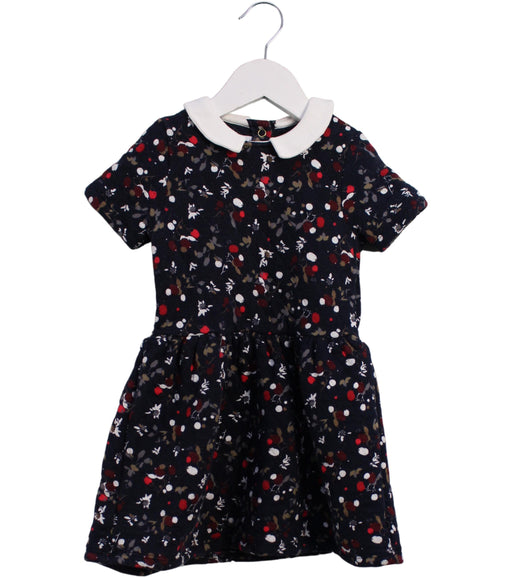 A Navy Short Sleeve Dresses from Petit Bateau in size 4T for girl. (Front View)