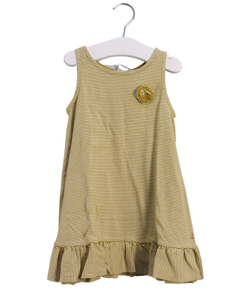A Yellow Sleeveless Dresses from Petit Bateau in size 3T for girl. (Front View)