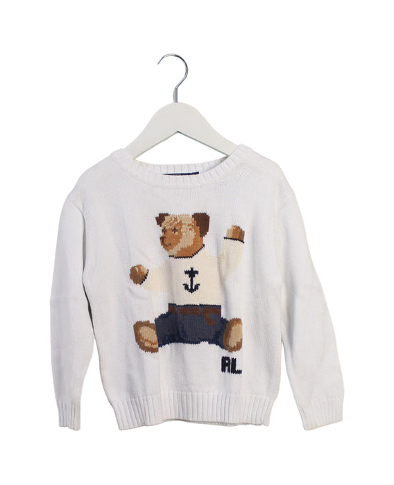 A White Knit Sweaters from Polo Ralph Lauren in size 4T for boy. (Front View)