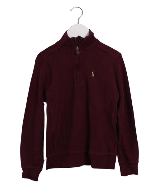 A Burgundy Zippered Sweatshirts from Polo Ralph Lauren in size 5T for boy. (Front View)