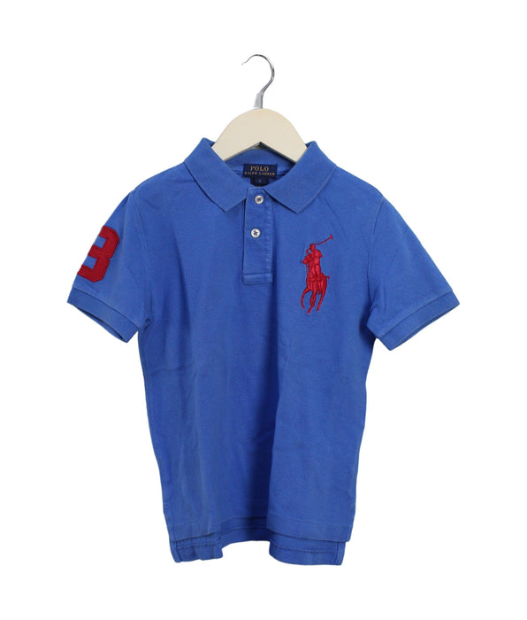 A Blue Short Sleeve Polos from Polo Ralph Lauren in size 5T for boy. (Front View)