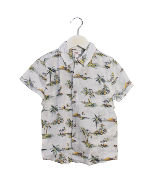 A White Short Sleeve Polos from Seed in size 5T for boy. (Front View)