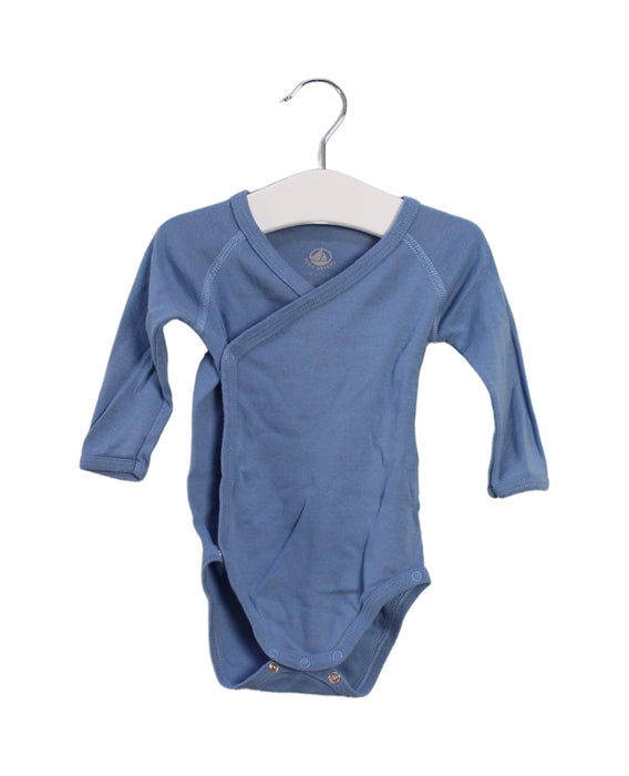 A Blue Long Sleeve Bodysuits from Petit Bateau in size 3-6M for neutral. (Front View)