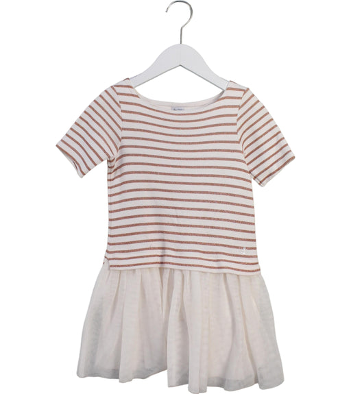 A White Short Sleeve Dresses from Petit Bateau in size 5T for girl. (Front View)